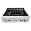 ZLINE 4-Piece Appliance Package - 30-Inch Rangetop, 30-Inch Double Wall Oven, 36-Inch Refrigerator with Water Dispenser, and Convertible Wall Mount Hood in Stainless Steel (4KPRW-RTRH30-AWD)