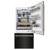 ZLINE Autograph Edition 36-Inch 19.8 cu. ft. Built-In Bottom Freezer Refrigerator with Water Dispenser and Ice Maker in Black Stainless Steel and Champagne Bronze Accents (RBITZ-BS-36-CB)