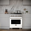 ZLINE 2-Piece Appliance Package - 30-inch Gas Range with White Matte Door and Convertible Vent Range Hood in Stainless Steel (2KP-SGRWMRH30)