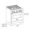 ZLINE 4-Piece Appliance Package - 30-Inch Dual Fuel Range, Hood, Refrigerator, and Dishwasher in Stainless Steel