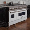 ZLINE 2-Piece Appliance Package - 48-inch Dual Fuel Range & Premium Range Hood in Satin Stainless Steel with White (2KP-RASWMRH48)