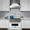ZLINE 2-Piece Appliance Package - 48-inch Dual Fuel Range & Premium Range Hood in Satin Stainless Steel with White (2KP-RASWMRH48)