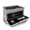 ZLINE 2-Piece Appliance Package - 48-inch Dual Fuel Range & Premium Range Hood in Satin Stainless Steel with White (2KP-RASWMRH48)