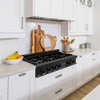 ZLINE 4-Piece Appliance Package - 36-Inch Rangetop with Brass Burners, Refrigerator, 30-Inch Electric Wall Oven, and 30-Inch Microwave Oven in Black Stainless Steel (4KPR-RTB36-MWAWS)