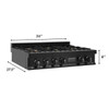 ZLINE 4-Piece Appliance Package - 36-Inch Rangetop with Brass Burners, Refrigerator, 30-Inch Electric Wall Oven, and 30-Inch Microwave Oven in Black Stainless Steel (4KPR-RTB36-MWAWS)