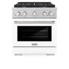 ZLINE 2-Piece Appliance Package - 30-inch Gas Range & Premium Range Hood in Satin Stainless Steel with White (2KP-SGRSWMRH30)