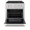 ZLINE 2-Piece Appliance Package - 30-inch Gas Range & Premium Range Hood in Satin Stainless Steel with White (2KP-SGRSWMRH30)