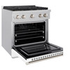 ZLINE 2-Piece Appliance Package - 30-inch Gas Range & Premium Range Hood in Satin Stainless Steel with White (2KP-SGRSWMRH30)