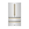 ZLINE 3-Piece Appliance Package - 30-Inch Gas Range, Refrigerator, and Dishwasher in Stainless Steel with Champagne Bronze Accents