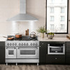 ZLINE 2-Piece Appliance Package - 48-inch Dual Fuel Range with White Matte Door and Convertible Vent Range Hood in Stainless Steel (2KP-RAWMRH48)