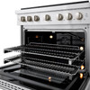 ZLINE 4-Piece Appliance Package - 36-Inch Gas Range, Refrigerator with Water Dispenser, Convertible Wall Mount Hood, and Microwave Drawer in Stainless Steel (4KPRW-SGRRH36-MWD)