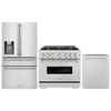 ZLINE 3-Piece Appliance Package - 36-Inch Dual Fuel Range, Refrigerator with Water Dispenser, and Dishwasher in Stainless Steel