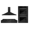 ZLINE 3-Piece Appliance Package - 48-Inch Rangetop, Double Wall Oven, and Convertible Wall Mount Range Hood in Black Stainless Steel (3KP-RTBRH48-AWD)
