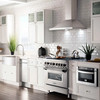 ZLINE 2-Piece Appliance Package - 36-inch Dual Fuel Range with Blue Gloss Door and Convertible Vent Range Hood in Stainless Steel (2KP-RABGRH36)