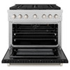 ZLINE 2-Piece Appliance Package - 36-inch Gas Range & Premium Range Hood in Satin Stainless Steel with Black Matte (2KP-SGRSBLMRH36)