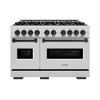 ZLINE 3-Piece Appliance Package - 48-Inch Gas Range, Refrigerator with Water Dispenser, and Dishwasher in Stainless Steel with Matte Black Accents