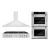 ZLINE 3-Piece Appliance Package - 48-Inch Rangetop, Convertible Range Hood, and Double Wall Oven in Stainless Steel (3KP-RTRH48-AWD)