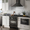 ZLINE 4-Piece Appliance Package - 30-Inch Dual Fuel Range with Brass Burners, Microwave Drawer, Dishwasher & Convertible Wall Mount Range Hood in Black Stainless Steel (4KP-RABRH30-MWDW)