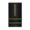 ZLINE 4-Piece Appliance Package - 30-Inch Gas Range, Hood, Refrigerator, and Dishwasher in Black Stainless Steel with Champagne Bronze Accents