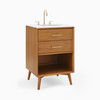 Mid-Century Open Storage Single Bathroom Vanity (24”–49") - Acorn