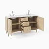 Mid-Century Double Bathroom Vanity (63") - Cerused White