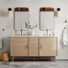 Mid-Century Double Bathroom Vanity (63") - Cerused White