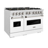 ZLINE 48-Inch 6.7 Cu. Ft. Classic Dual Fuel Range with 8 Burner DuoPro™ Cooktop and Dual Ovens in Satin Stainless and White (PCDRS-WM-48)