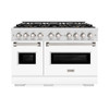 ZLINE 48-Inch 6.7 Cu. Ft. Classic Dual Fuel Range with 8 Burner DuoPro™ Cooktop and Dual Ovens in Satin Stainless and White (PCDRS-WM-48)