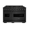ZLINE 48-Inch 6.7 Cu. Ft. Classic Gas Range with 8 Burner DuoPro™ Cooktop and Dual Ovens in Black Stainless Steel (PCGRB-48)
