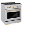 ZLINE 3-Piece Appliance Package - 30-Inch Paramount Autograph Dual Fuel Range, 36-Inch French Door Refrigerator with Water Dispenser, Dishwasher, in Stainless Steel with Gold Accents