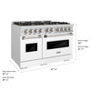ZLINE 48-Inch 6.7 Cu. Ft. Classic Gas Range with 8 Burner DuoPro™ Cooktop and Dual Ovens with White Matte Doors (PCGR-WM-48)