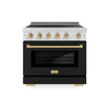 ZLINE Autograph Edition 36-Inch 5.2 cu. ft. Paramount Induction Range with 5 Element Cooktop and Electric Convection Oven in Stainless Steel with Black Matte Door and Champagne Bronze Accents (SINRZ-BLM-36-CB)