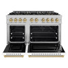ZLINE Autograph 48-Inch Classic Dual Fuel Range with DuoPro™ Cooktop in Satin Steel with White Doors and Bronze Accents (PCDRSZ-WM-48-CB)
