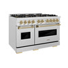 ZLINE Autograph 48-Inch Classic Dual Fuel Range with DuoPro™ Cooktop in Satin Stainless Steel and Champagne Bronze Accents (PCDRSZ-48-CB)