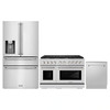 ZLINE 3-Piece Appliance Package - 48-Inch Paramount Gas Range, 36-Inch French Door Refrigerator with Water Dispenser, Dishwasher, in Stainless Steel