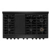ZLINE 5-Piece Appliance Package - 48-Inch Paramount Gas Range, Wall Mount Range Hood, 36-Inch French Door Refrigerator, Dishwasher, and 24-Inch Microwave Drawer in Black Stainless Steel