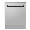 ZLINE 5-Piece Appliance Package - 36-Inch Paramount Dual Fuel Range, Wall Mount Range Hood, 36-Inch French Door Refrigerator with Water Dispenser, Dishwasher, and 30-Inch Microwave Drawer in Stainless Steel with Matte Black Accents