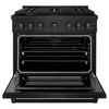 ZLINE 5-Piece Appliance Package - 36-Inch Paramount Dual Fuel Range, Wall Mount Range Hood, 36-Inch French Door Refrigerator with Water Dispenser, Dishwasher, and 24-Inch Microwave Drawer in Black Stainless Steel