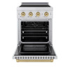 ZLINE Autograph Edition 24-Inch 3.2 cu. ft. Paramount Induction Range with 3 Element Cooktop and Electric Convection Oven in Satin Stainless Steel with Champagne Bronze Accents (SINRSZ-24-CB)