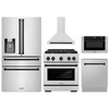ZLINE 5-Piece Appliance Package - 30-Inch Paramount Autograph Dual Fuel Range, Wall Mount Range Hood, 36-Inch French Door Refrigerator with Water Dispenser, Dishwasher, and 24-Inch Microwave Drawer in Stainless Steel with Matte Black Accents