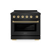 ZLINE Autograph Edition 36-Inch 5.2 Cu.Ft. Paramount Induction Range with 5 Element Cooktop and Electric Convection Oven in Black Stainless Steel with Champagne Bronze Accents (SINRBZ-36-CB)