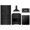 ZLINE 5-Piece Appliance Package - 30-Inch Paramount Dual Fuel Range, Wall Mount Range Hood, 36-Inch French Door Refrigerator with Water Dispenser, Dishwasher, and 30-Inch Microwave Drawer in Black Stainless Steel
