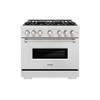 ZLINE 36-Inch 5.2 Cu. Ft. Classic Gas Range with 6 Burner DuoPro™ Cooktop and Convection Gas Oven in Satin Stainless Steel (PCGRS-36)