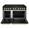 ZLINE 3-Piece Appliance Package - 48-Inch Paramount Gas Range, 36-Inch French Door Refrigerator with Water Dispenser, Dishwasher, in Black Stainless Steel with Gold Accents