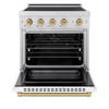 ZLINE Autograph Edition 30-Inch 4.2 Cu. Ft. Paramount Induction Range with 4 Element Cooktop and Electric Convection Oven in Stainless Steel with White Matte Door and Champagne Bronze Accents (SINRZ-WM-30-CB)