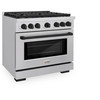 ZLINE 4-Piece Appliance Package - 36-Inch Paramount Autograph Dual Fuel Range, Wall Mount Range Hood, 36-Inch French Door Refrigerator with Water Dispenser, Dishwasher, in Stainless Steel with Matte Black Accents