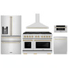 ZLINE 5-Piece Appliance Package - 48-Inch Paramount Autograph Gas Range, Wall Mount Range Hood, 36-Inch French Door Refrigerator with Water Dispenser, Dishwasher, and 30-Inch Microwave Drawer in Stainless Steel with Gold Accents