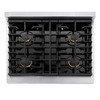 ZLINE 5-Piece Appliance Package - 30-Inch Paramount Autograph Gas Range, Wall Mount Range Hood, 36-Inch French Door Refrigerator, Dishwasher, and 30-Inch Microwave Drawer in Stainless Steel with Matte Black Accents