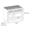 ZLINE 5-Piece Appliance Package - 48-Inch Paramount Autograph Gas Range, Wall Mount Range Hood, 36-Inch French Door Refrigerator, Dishwasher, and 30-Inch Microwave Drawer in Stainless Steel with Matte Black Accents