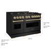 ZLINE Autograph 48-Inch 6.7 Cu. Ft. Classic Dual Fuel Range with 8 Burner DuoPro™ Cooktop and Dual Ovens in Black and Champagne (PCDRBZ-48-CB)